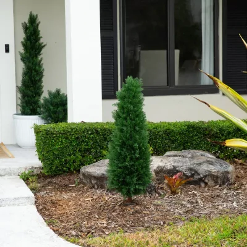 Nearly Natural 2-pc. 4ft Cedar Integrated Ground Stake Artificial Plant