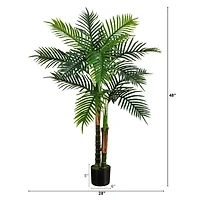 Nearly Natural 4ft Double Robellini Palm Indoor Outdoor Artificial Tree