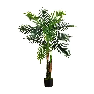 Nearly Natural 4ft Double Robellini Palm Indoor Outdoor Artificial Tree
