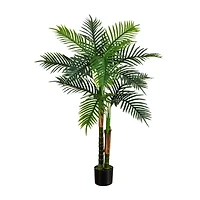 Nearly Natural 4ft Double Robellini Palm Indoor Outdoor Artificial Tree