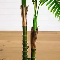 Nearly Natural 4ft Double Robellini Palm Indoor Outdoor Artificial Tree