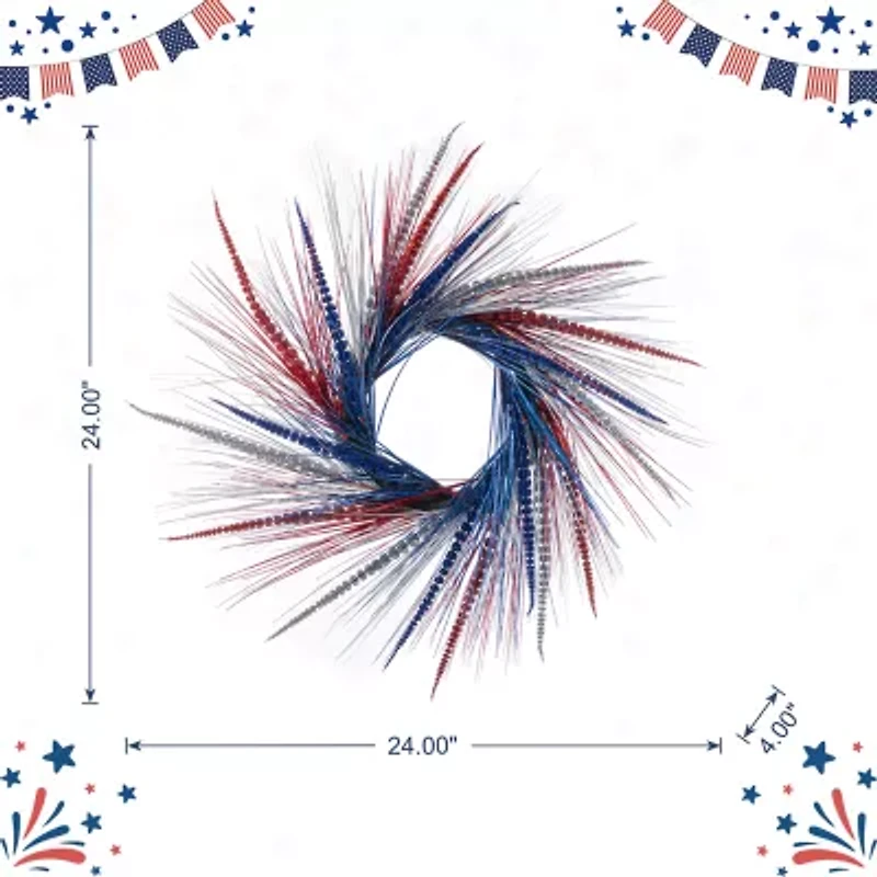 Glitzhome 24" Tinsel And Heather Wreath