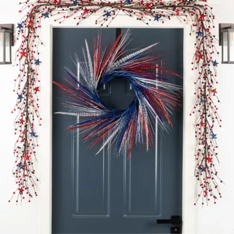 Glitzhome 24" Tinsel And Heather Wreath