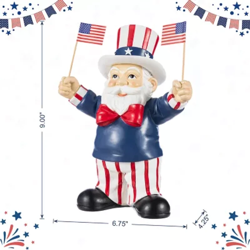 Glitzhome 9" Santa Holding Flags