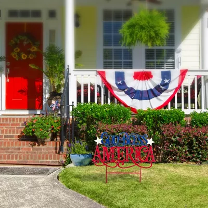 Glitzhome 24" Metal God Bless America 4th of July Yard Art