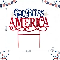 Glitzhome 24" Metal God Bless America 4th of July Yard Art