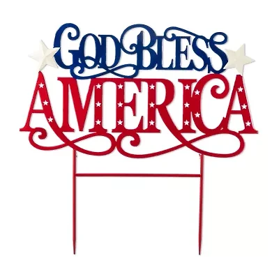 Glitzhome 24" Metal God Bless America 4th of July Yard Art