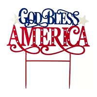 Glitzhome 24" Metal God Bless America 4th of July Yard Art
