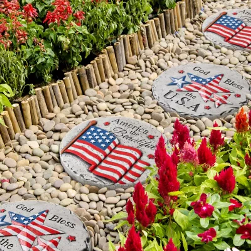 Glitzhome Cement Flag And Stars Stepping Stone Kit