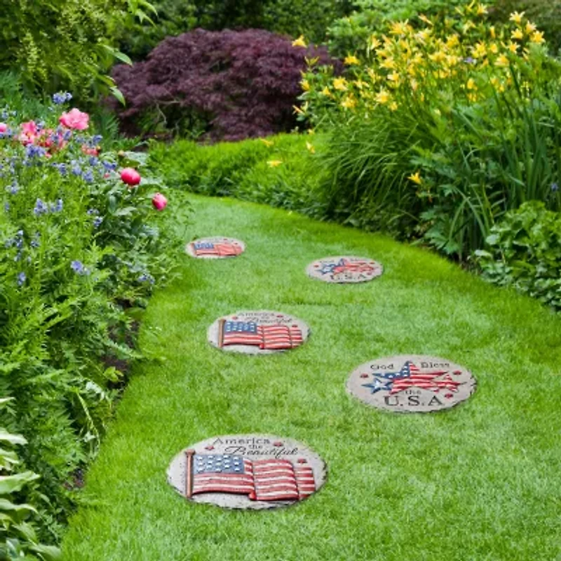 Glitzhome Cement Flag And Stars Stepping Stone Kit