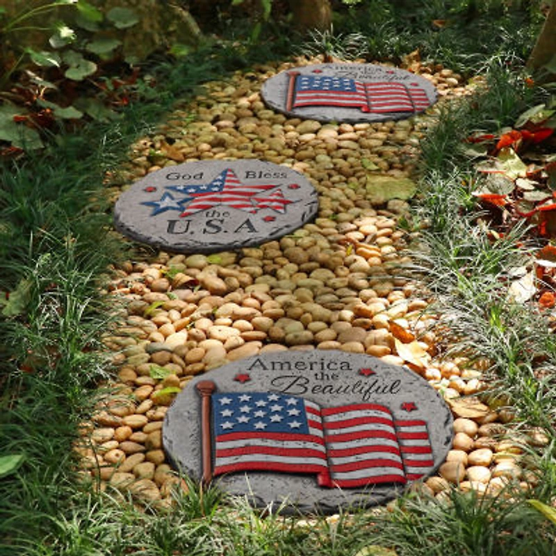 Glitzhome Cement Flag And Stars Stepping Stone Kit