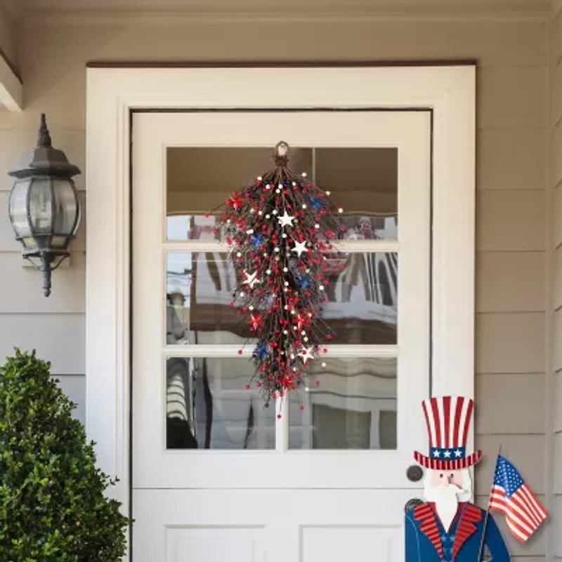 Glitzhome 28" Starsn Berry Teardrop Wall Sign