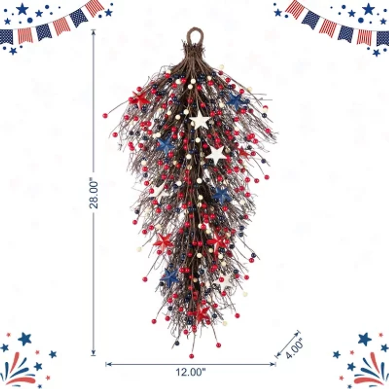 Glitzhome 28" Starsn Berry Teardrop Wall Sign