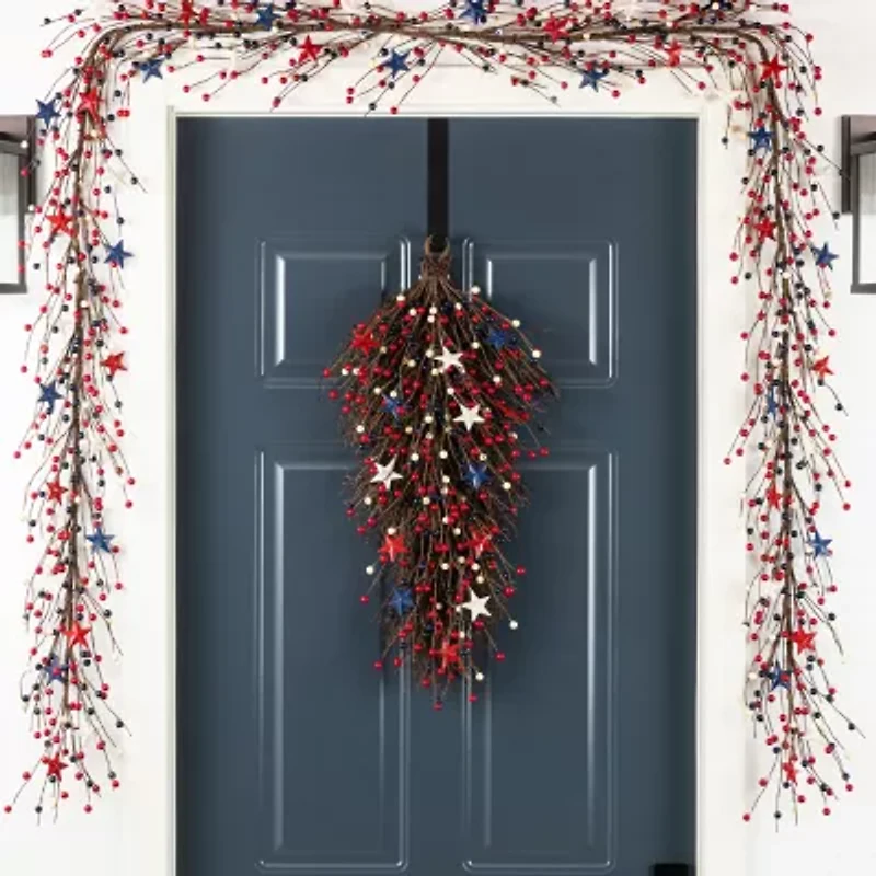 Glitzhome 28" Starsn Berry Teardrop Wall Sign
