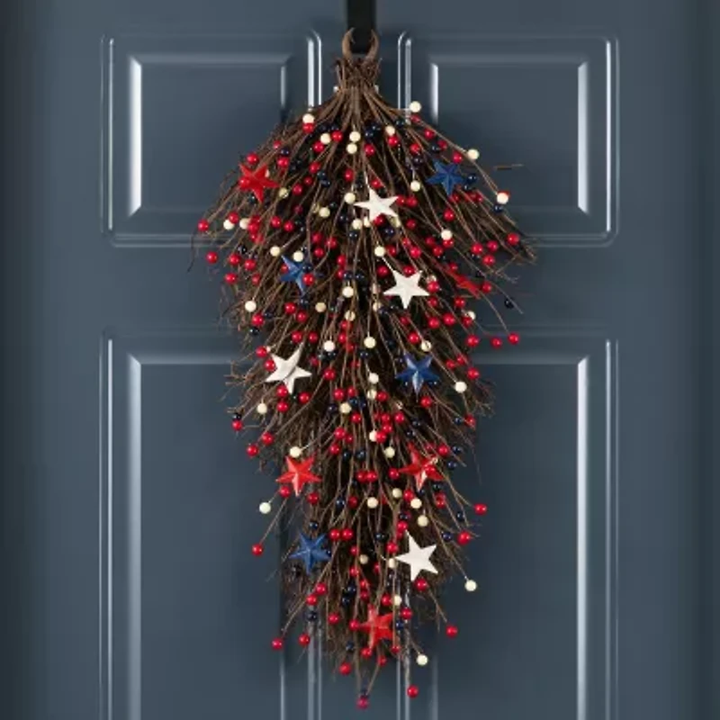Glitzhome 28" Starsn Berry Teardrop Wall Sign