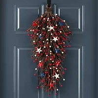 Glitzhome 28" Starsn Berry Teardrop Wall Sign