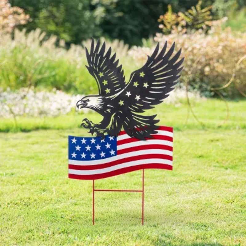 Glitzhome 30" Metal Eagle 4th of July Yard Art