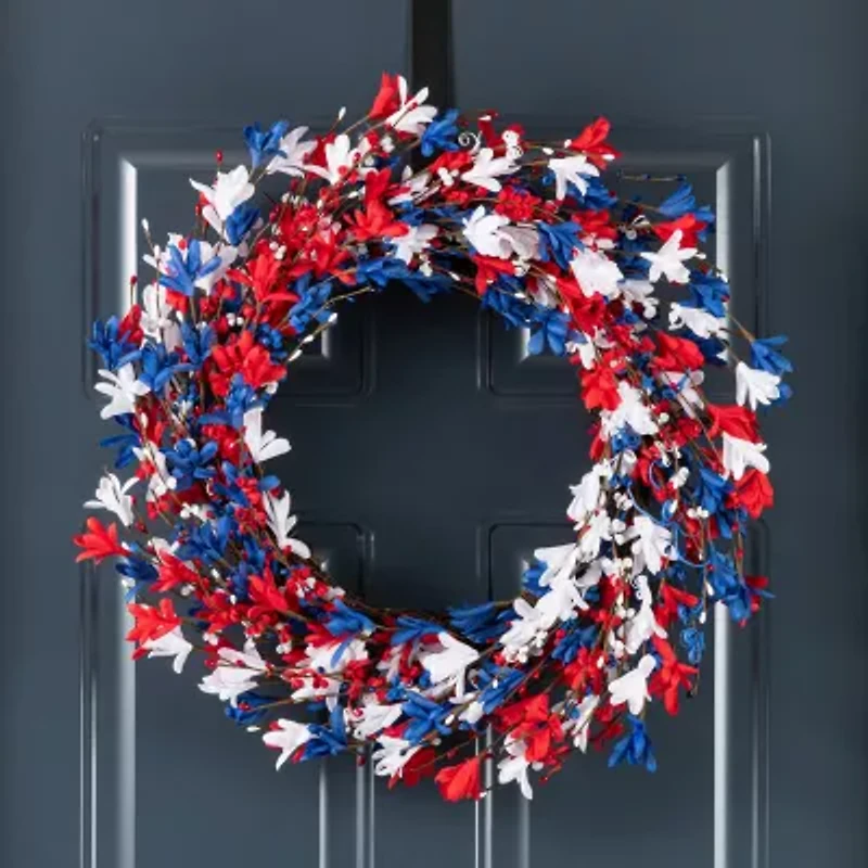 Glitzhome 24" Floral Wreath