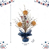 Glitzhome 21" Highland Cow And Berry Tabletop Tree