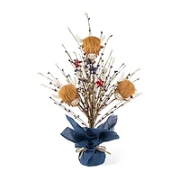 Glitzhome 21" Highland Cow And Berry Tabletop Tree