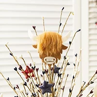 Glitzhome 21" Highland Cow And Berry Tabletop Tree