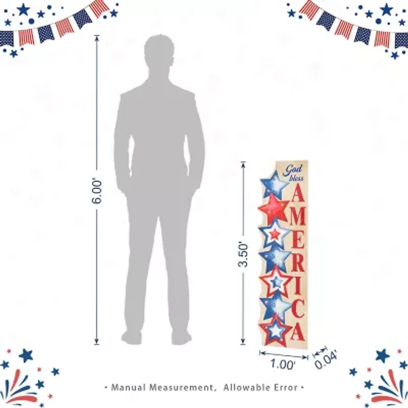 Glitzhome 42" Lighted Stacked Stars Porch Sign