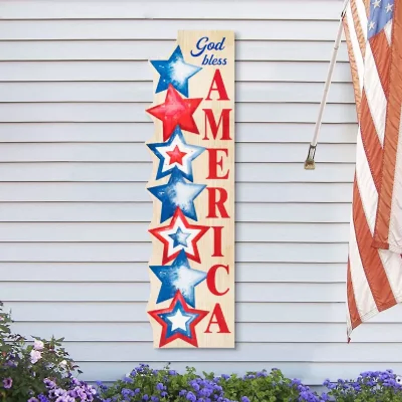 Glitzhome 42" Lighted Stacked Stars Porch Sign