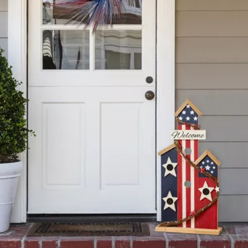 Glitzhome 30" Wooden Birdhouse Porch Sign