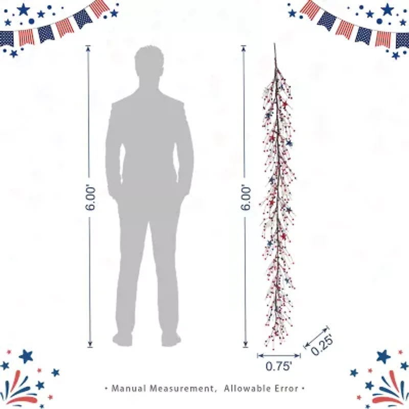 Glitzhome 72" Stars And Berry Garland