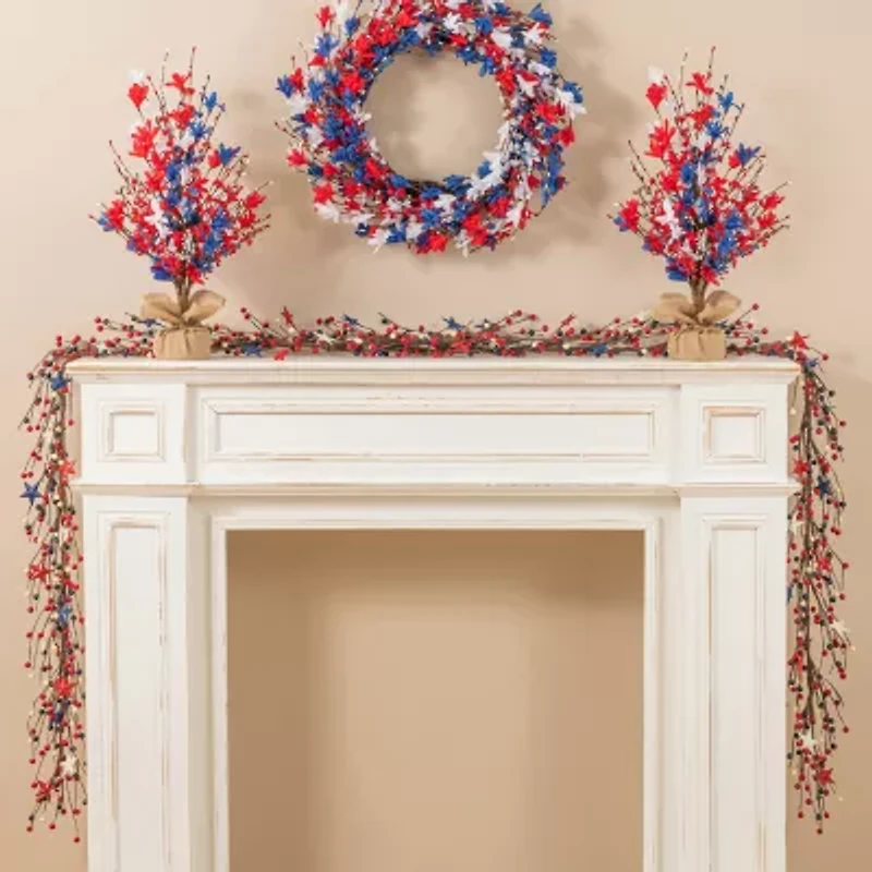 Glitzhome 72" Stars And Berry Garland