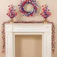 Glitzhome 72" Stars And Berry Garland