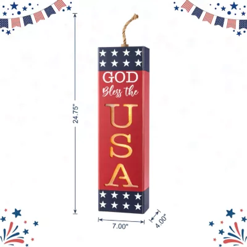 Glitzhome 25" Wooden Firecracker Porch Sign