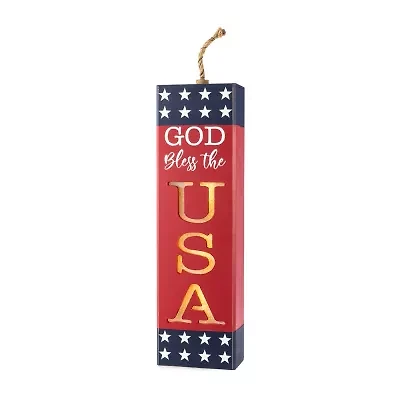 Glitzhome 25" Wooden Firecracker Porch Sign