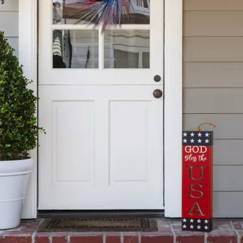 Glitzhome 25" Wooden Firecracker Porch Sign