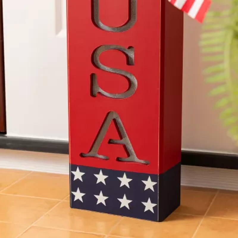 Glitzhome 25" Wooden Firecracker Porch Sign
