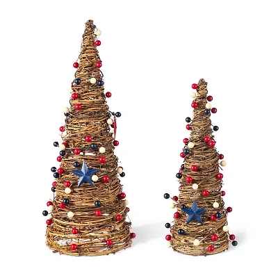 Glitzhome Stars And Berry Cone Tabletop Tree
