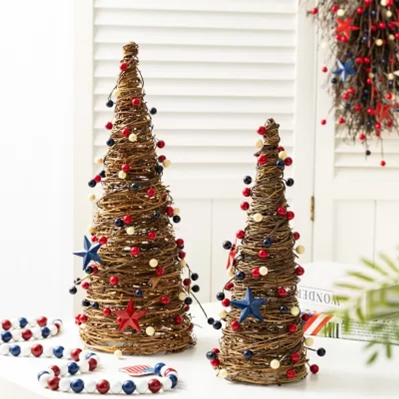 Glitzhome Stars And Berry Cone Tabletop Tree