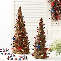 Glitzhome Stars And Berry Cone Tabletop Tree