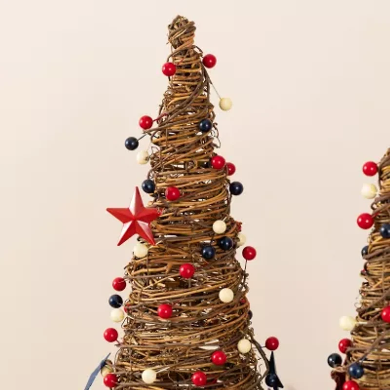 Glitzhome Stars And Berry Cone Tabletop Tree