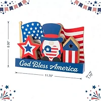 Glitzhome 12" Wooden Block Tabletop Decor