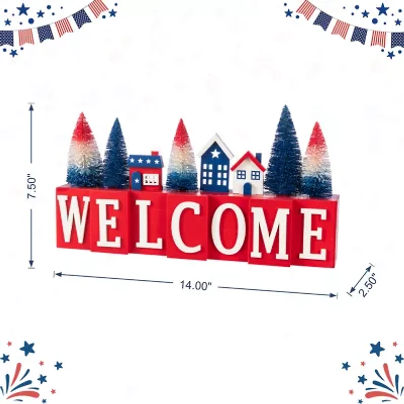 Glitzhome 14" Wooden House Tabletop Decor