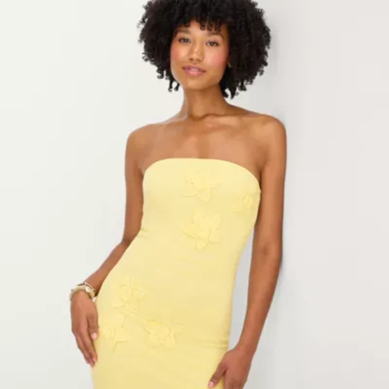 Forever 21 Womens Juniors Straight Neck Sleeveless Casual Bodycon Dress