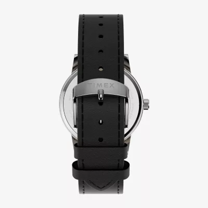 Timex Mens Black Leather Strap Watch Tw2y67400jt