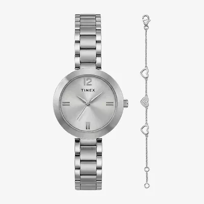 Timex Womens Silver Tone 2-pc. Watch Boxed Set Twg068000ji