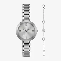 Timex Womens Silver Tone 2-pc. Watch Boxed Set Twg068000ji