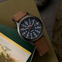 Timex Mens Brown Leather Strap Watch Tw2y63100jt