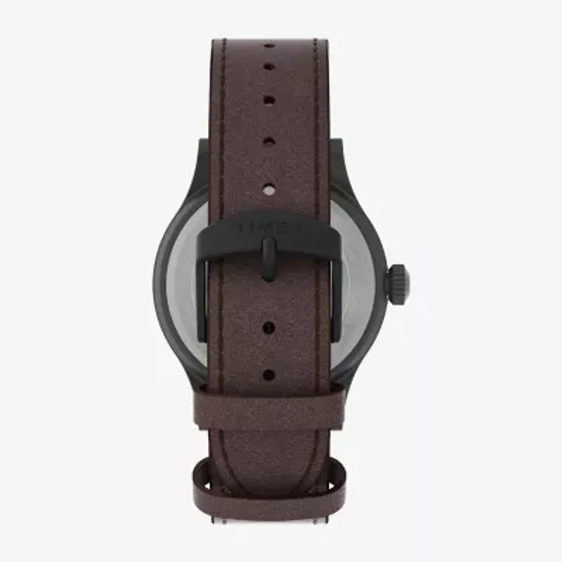Timex Mens Brown Leather Strap Watch Tw2y63100jt