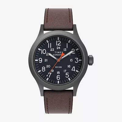 Timex Mens Brown Leather Strap Watch Tw2y63100jt