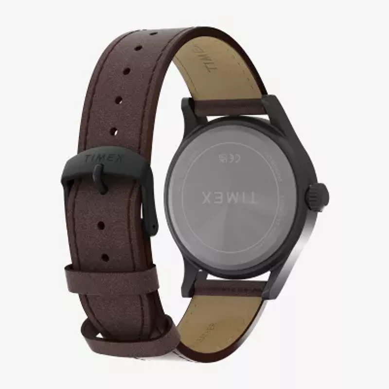 Timex Mens Brown Leather Strap Watch Tw2y63100jt