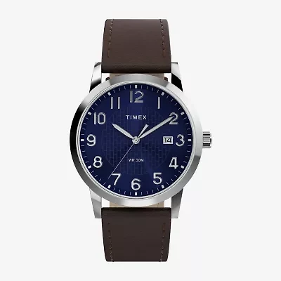 Timex Mens Brown Leather Strap Watch Tw2y67500jt